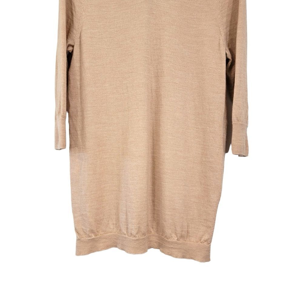 Anthropologie Moth Double V Neck 100% Extra Fine Merino Wool Warm Tan Sweater XS - Picture 9 of 10